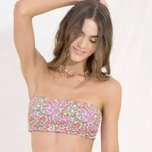 Maaji Swim Nwt Petite Pompom Ebony Puff Sleeve Bikini Top